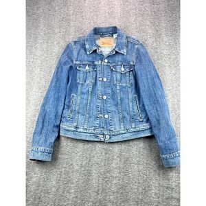 Levi's Womens‎ Denim Trucker Jacket Blue Classic Button Front Size S